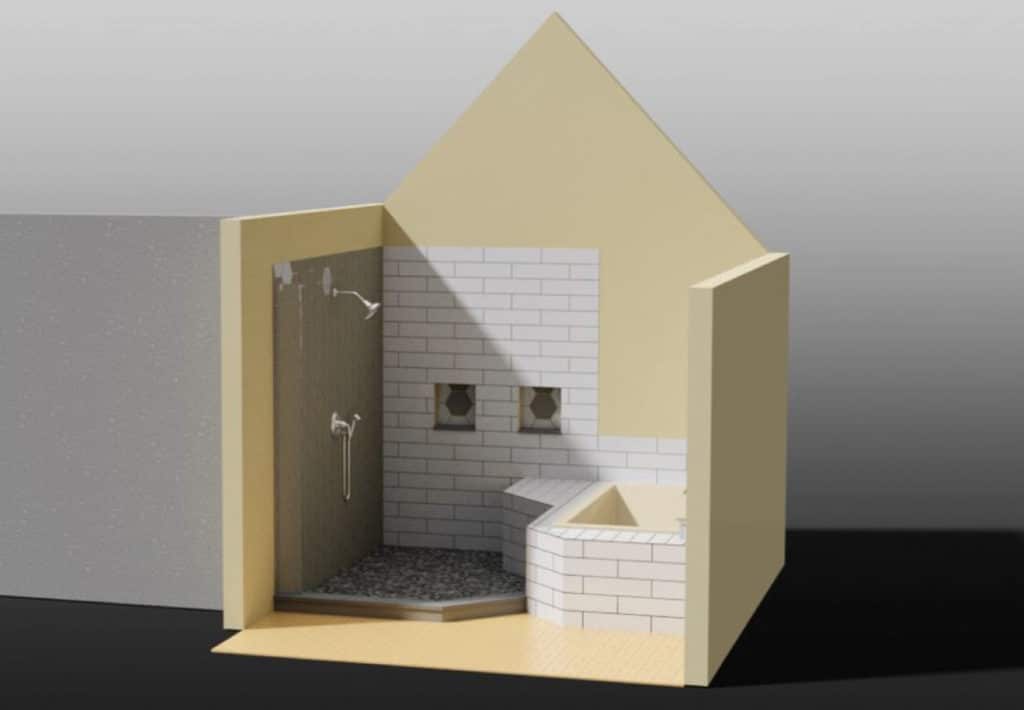 Bathroom Shower and Tub Rendering