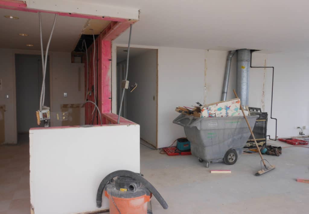 Removal of Wall to Open up Kitchen Space and View - During Photo