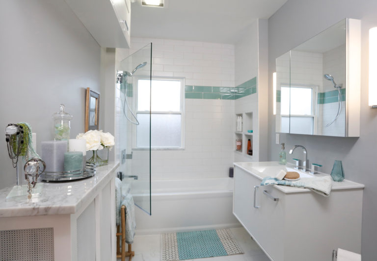 Gorgeous Bathroom Renovation with Aqua Accents