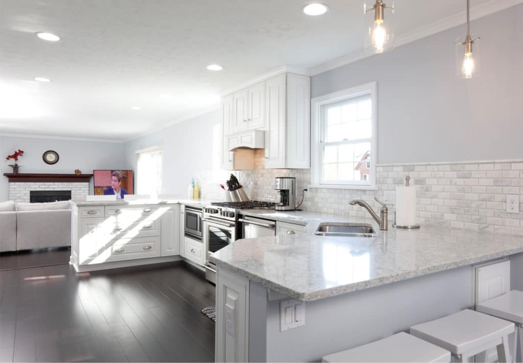 Bright Open Kitchen into Living Room Space