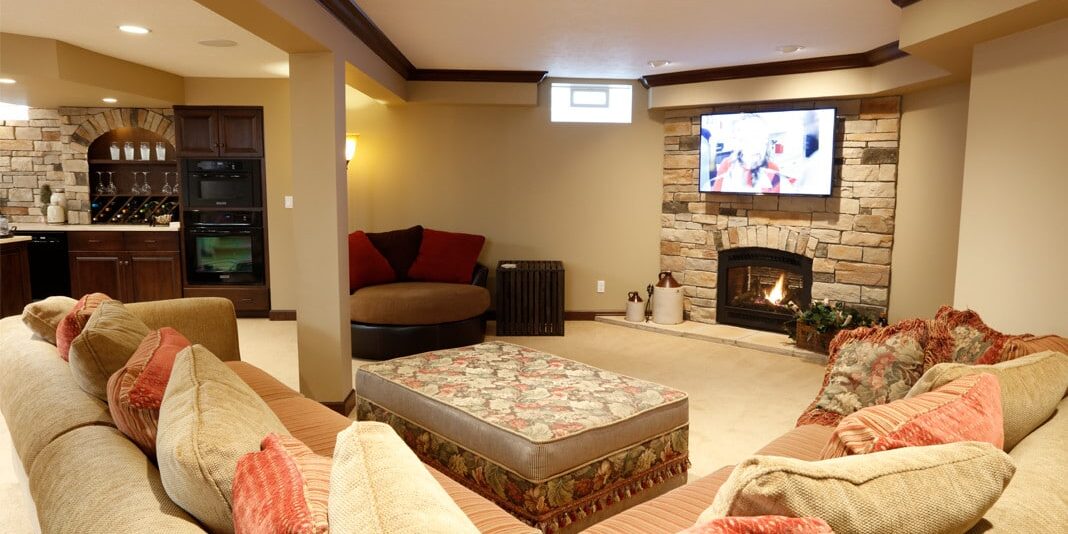Finished Basement Fireplace