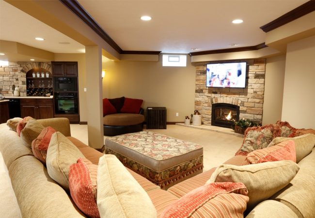 Finished Basement Fireplace