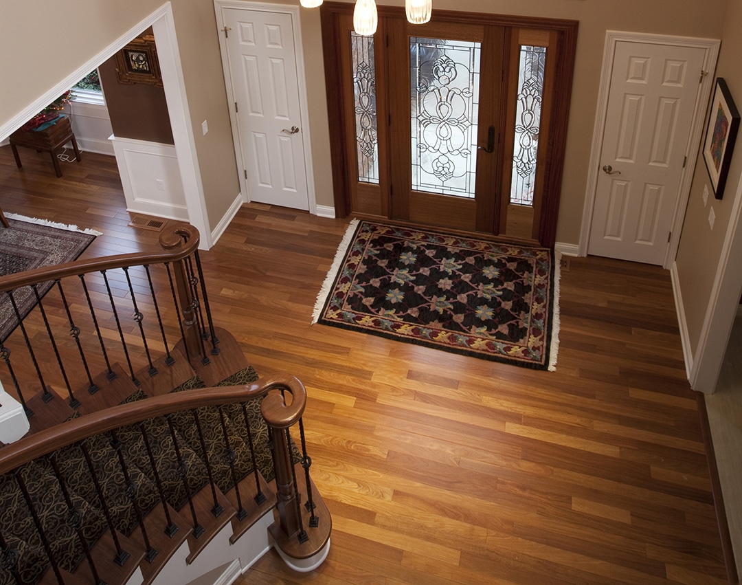 Two-story foyer with beautiful hardwood floor