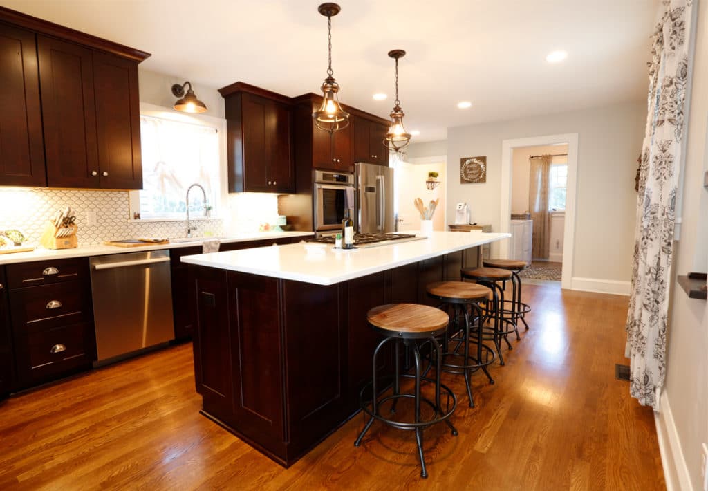 Shaker Style Kitchen with Red Oak Flooring