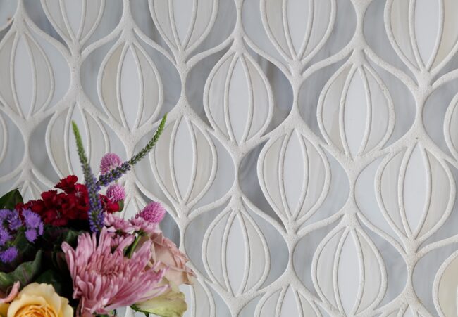 Gray Cream Mosaic Backsplash