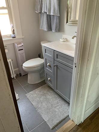 New Bathroom with Grey Cabinet