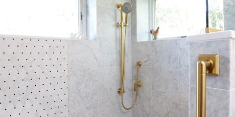 beautiful white marble custom tile shower