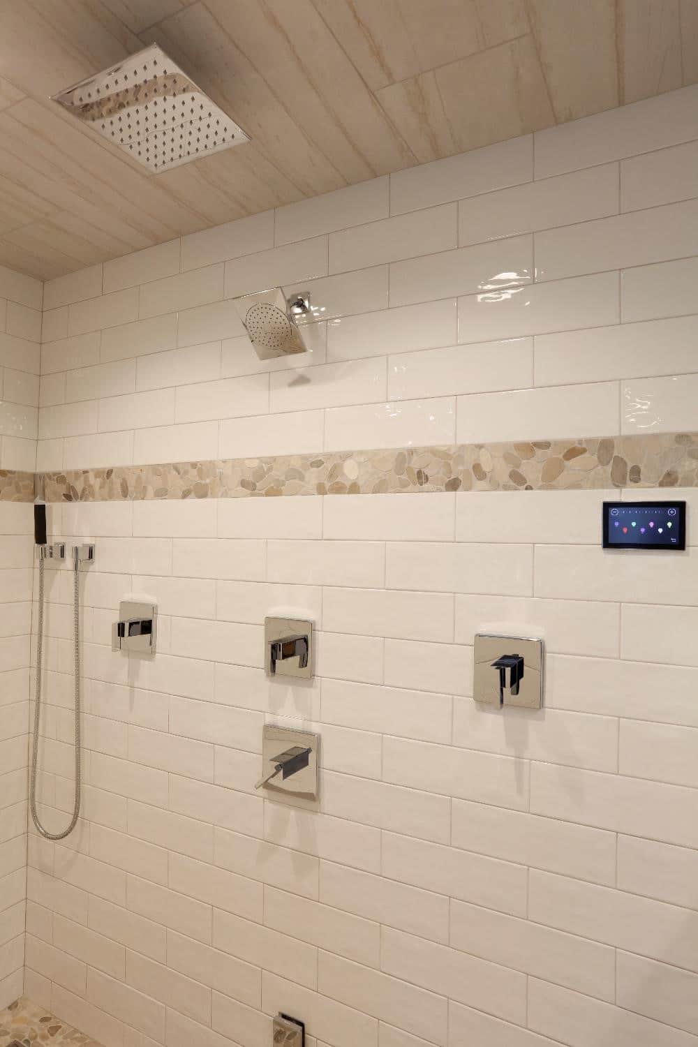 decorative tile accents in shower