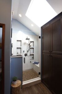 Updated bathroom with custom storage