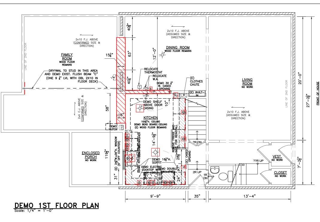 BEFORE: Floor Plan with Proposed Demo Markups