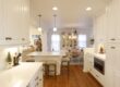 Charming white kitchen with storage and island seating