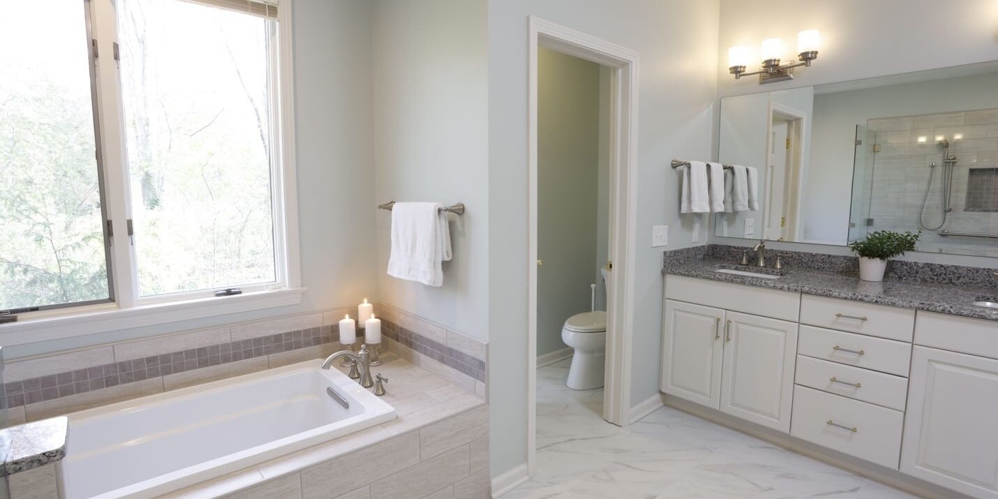 new white master bathroom