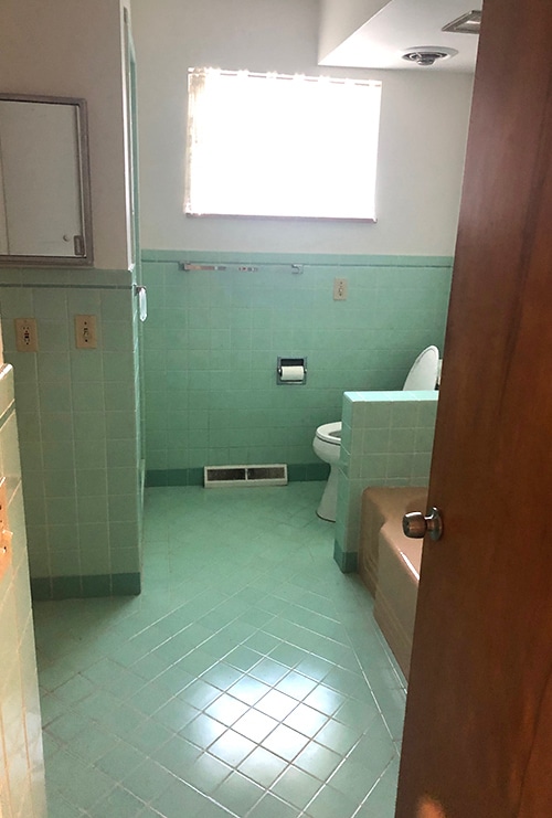 Before: Mint Green Bathroom