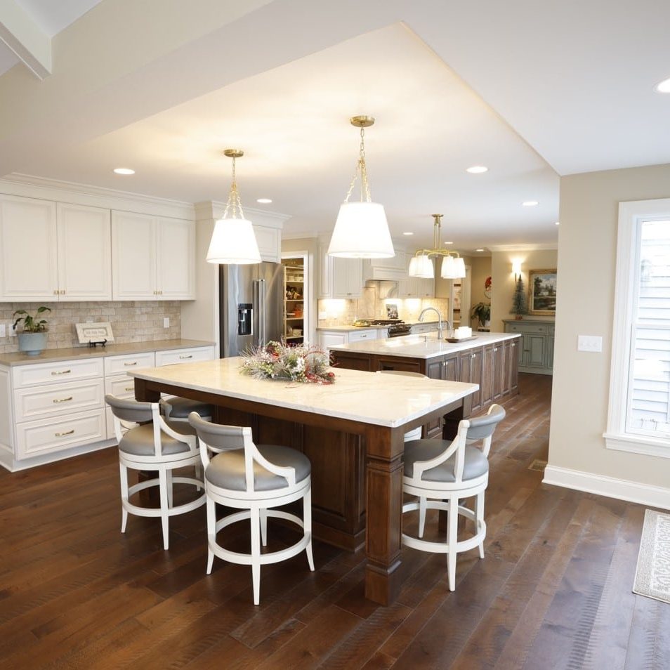 kitchen with two islands
