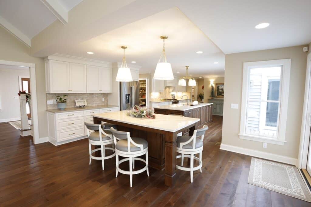 kitchen with 2 islands and lots of storage