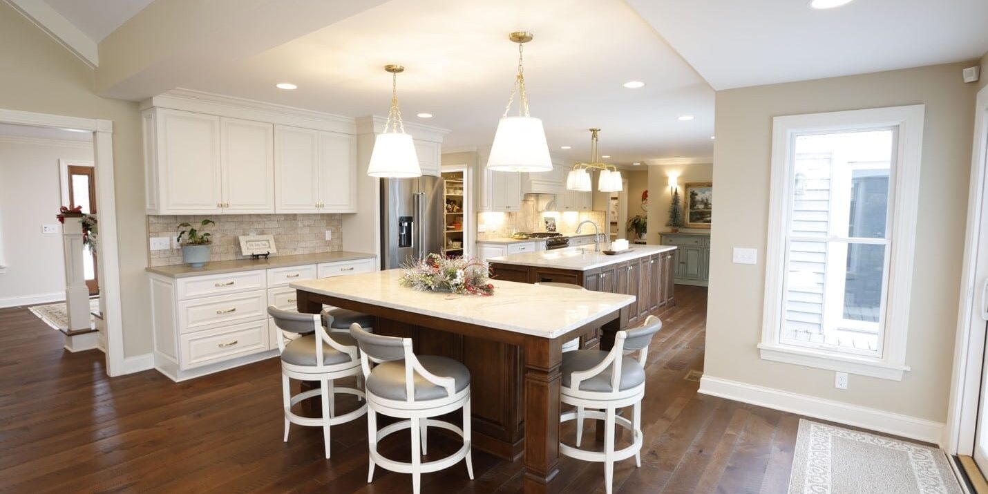 kitchen with 2 islands and lots of storage