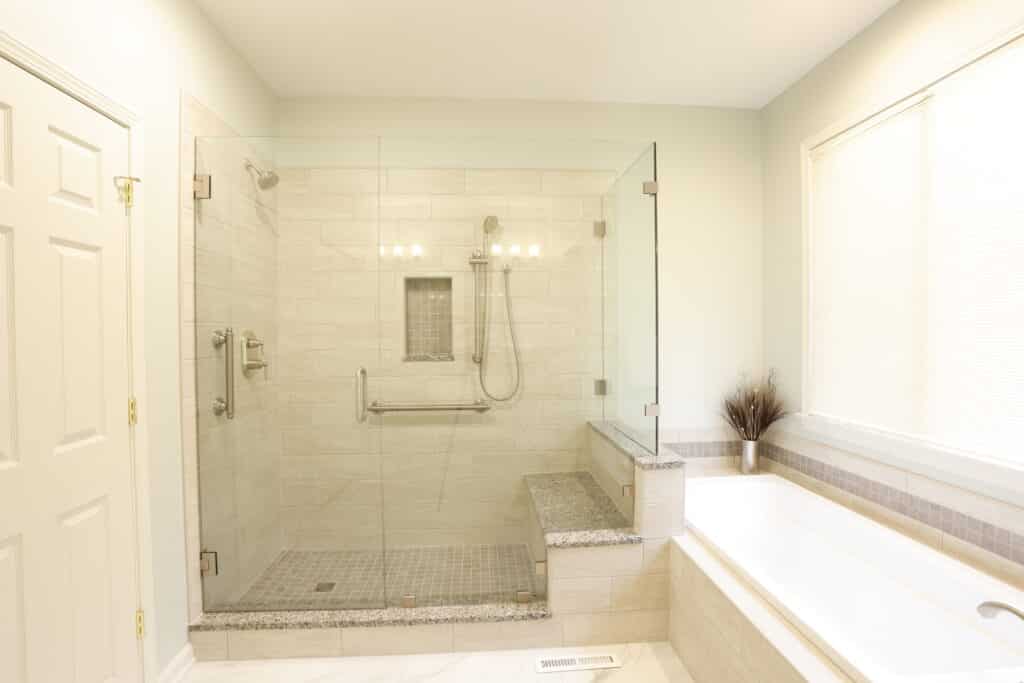 custom tile bathroom showing both floor and wall tile